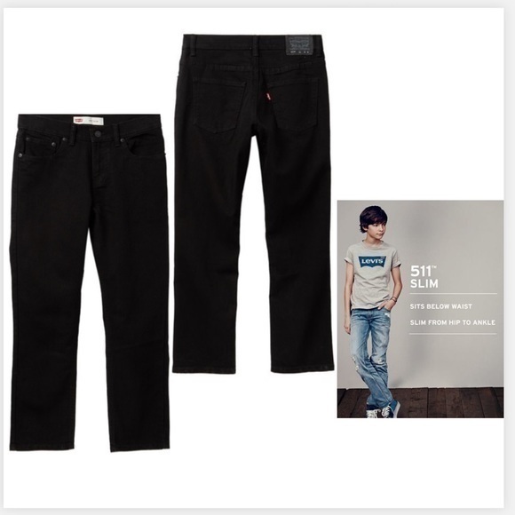 New Levi's Boys 511 5-Pocket Slim Fit Black K03 - Picture 1 of 6